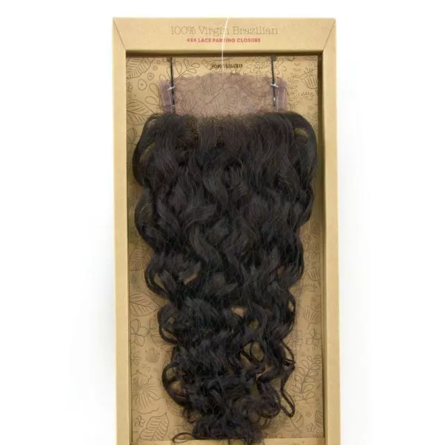 100% Virgin Brazilian 4x4 Closure, Spanish Wave / 30cm / #Natural Dark