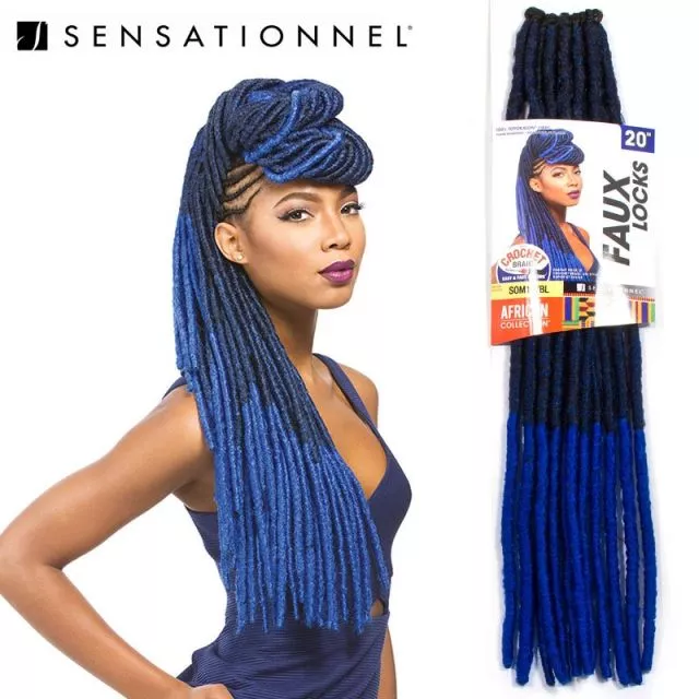 Sensationnel Crochet Braid Faux Locks #1B/Blue